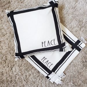 NWT Rae Dunn Peace Pillowcase, Set of 2 (20"x20")
